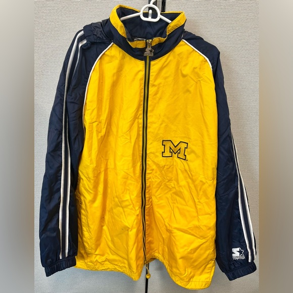 Vintage 90s Starter NCAA University Of Michigan Wolverines Full Zip Jacket 2XL - Picture 1 of 4